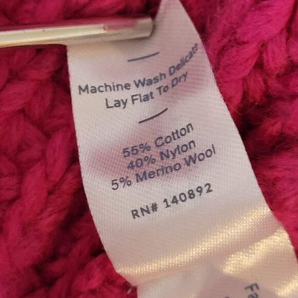 MARINE LAYER Pink Oversized Crewneck Chunky Knit Sweater Size XS Merino Wool - Picture 11 of 12